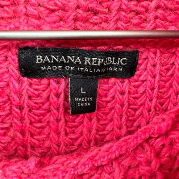Banana Republic Mixed Stitch Turtleneck Sweater Merino Wool Alpaca Pink Large - Picture 5 of 6